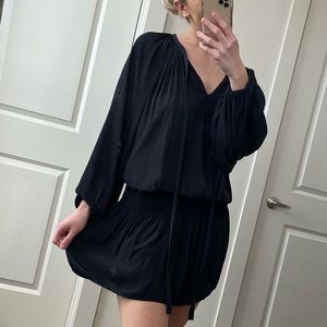 RAMY brook black long sleeve smocked dress (XS but fits like a S)